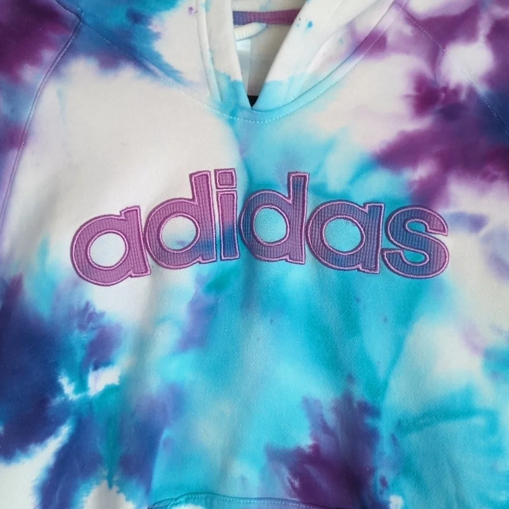 Tie dye Adidas Hoodie. Women's hoodie. Custom tie dye. Women's Medium hoodie - Picture 4 of 8
